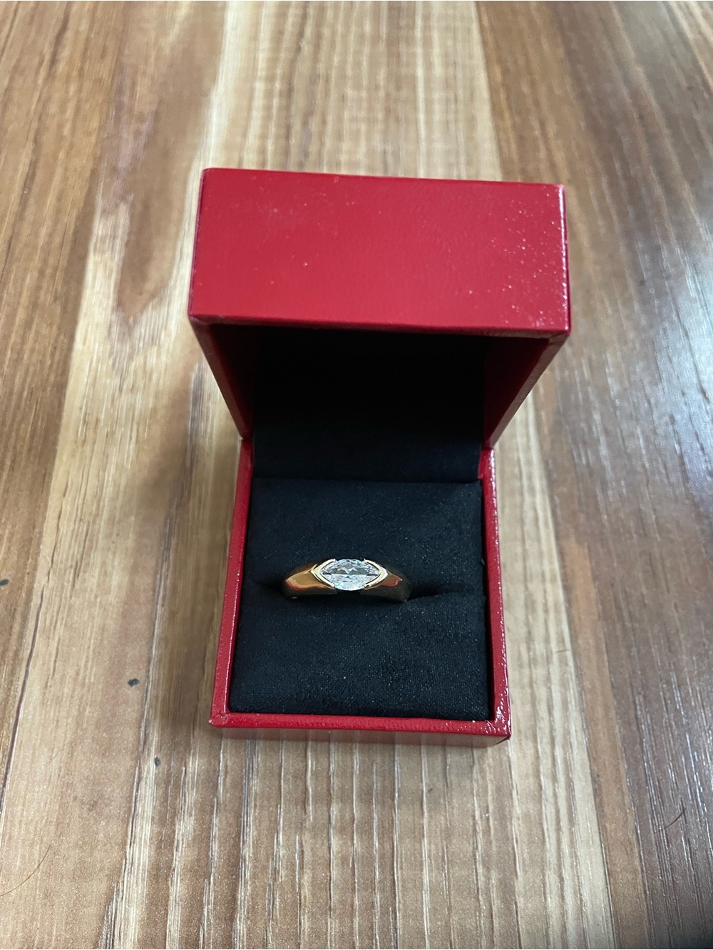 Gold Marquise moissanite, one carat Ring - Women's Elegant Band